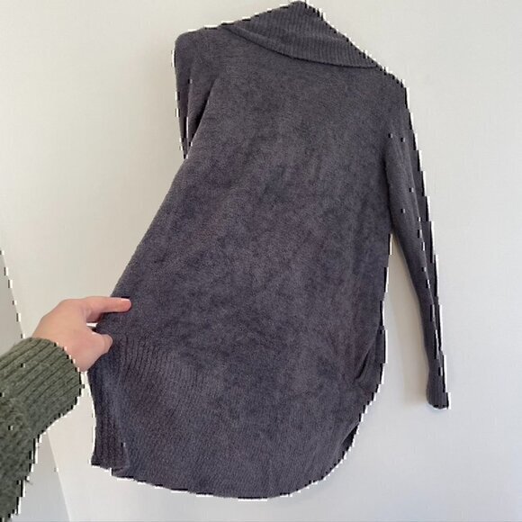 BAREFOOT DREAMS CozyChic Lite Circle Cardi Purple Gray ish Open Cardigan Sweater - Picture 11 of 11